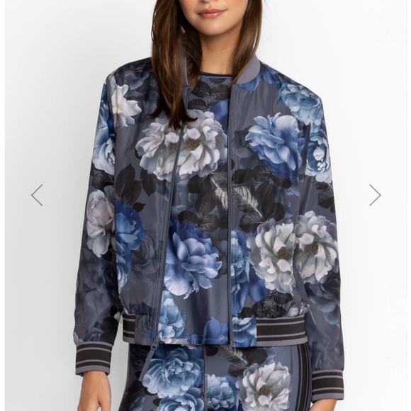 JOHNNY WAS GREY PEONY DROP SHOULDER BOMBER JACKET XS - Picture 2 of 6